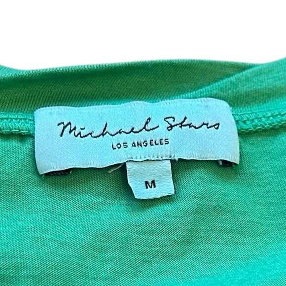 Michael Stars Valerie Green Short Sleeve Dress Stretch Tie Waist Size Medium - Picture 13 of 13